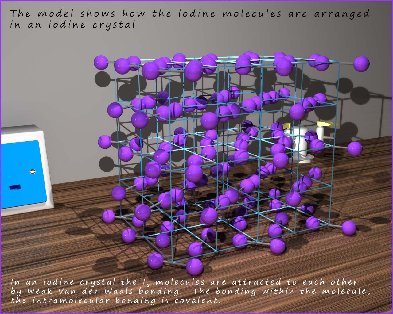 3d model showing the structure of an iodine crystal